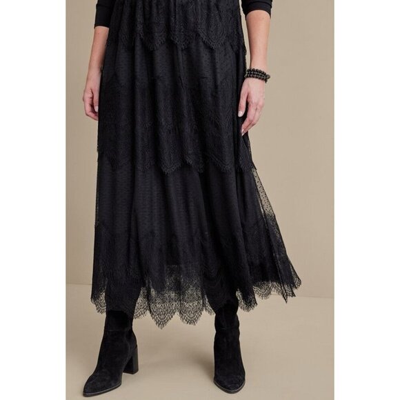 SOFT SURROUNDINGS Frederica Lace Maxi Dress Black SZ L - Picture 7 of 16